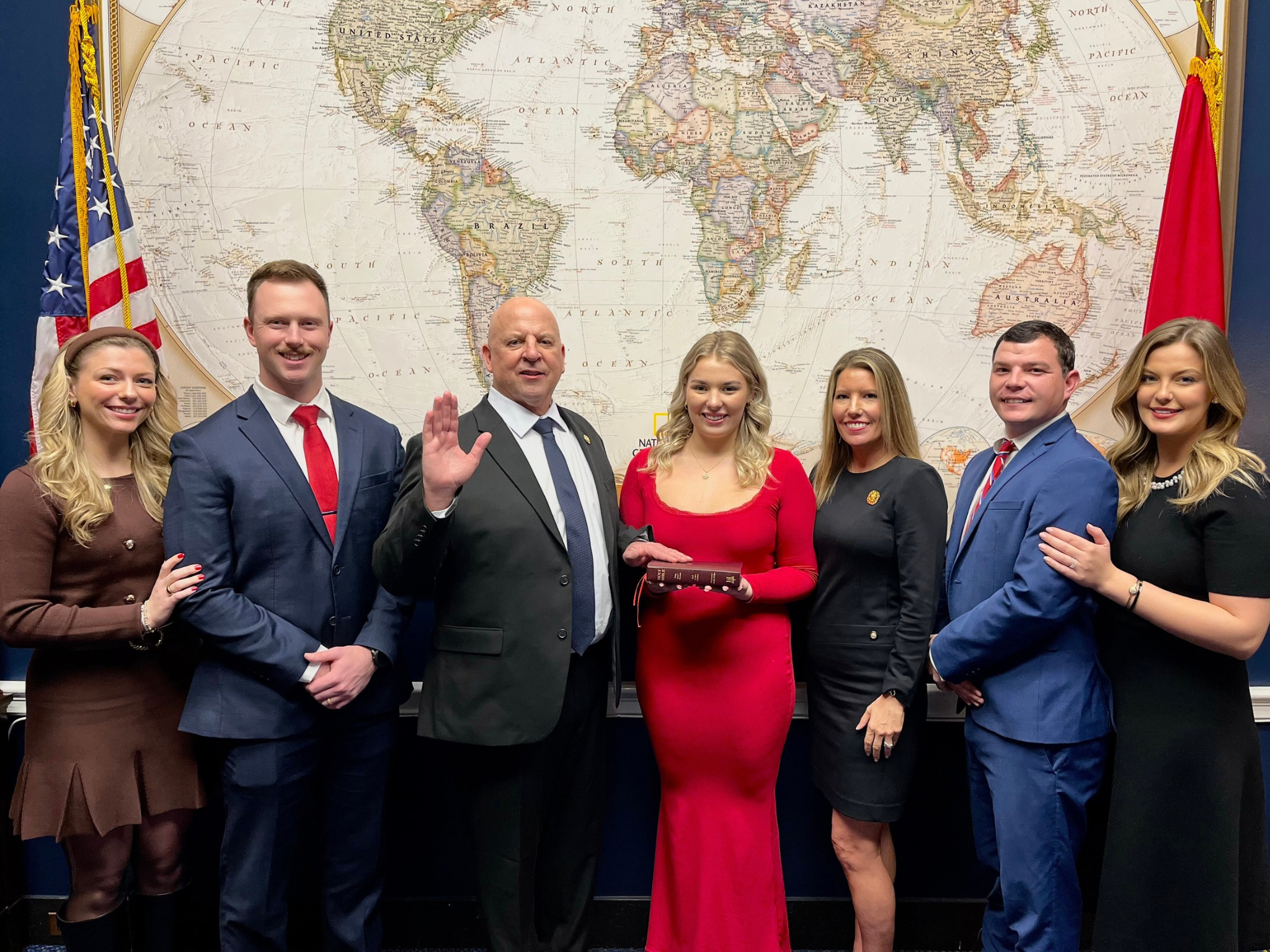 DesJarlais family pictured for swearing in of the 119th Congress. (Left to Right: Tatiana DesJarlais, Ryan DesJarlais, Rep. Scott DesJarlais, Maggie DesJarlais, Amy DesJarlais, Tyler Privette, and Hannah Privette)